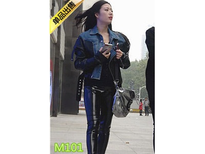 [皮裤] 4K-黑色油亮皮裤长发妹子M101[839M] 